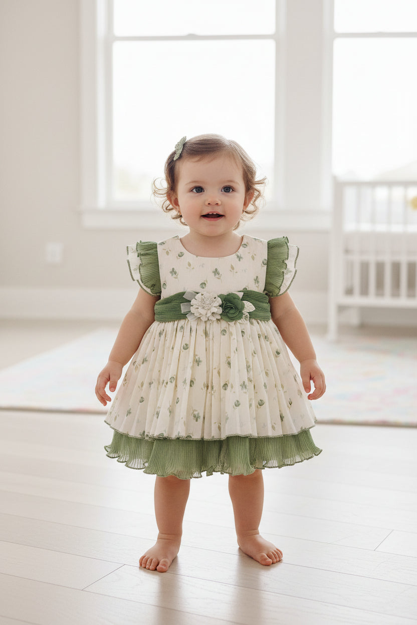 Floral Frill Baby Girl Party Dress Set with Bloomer 290