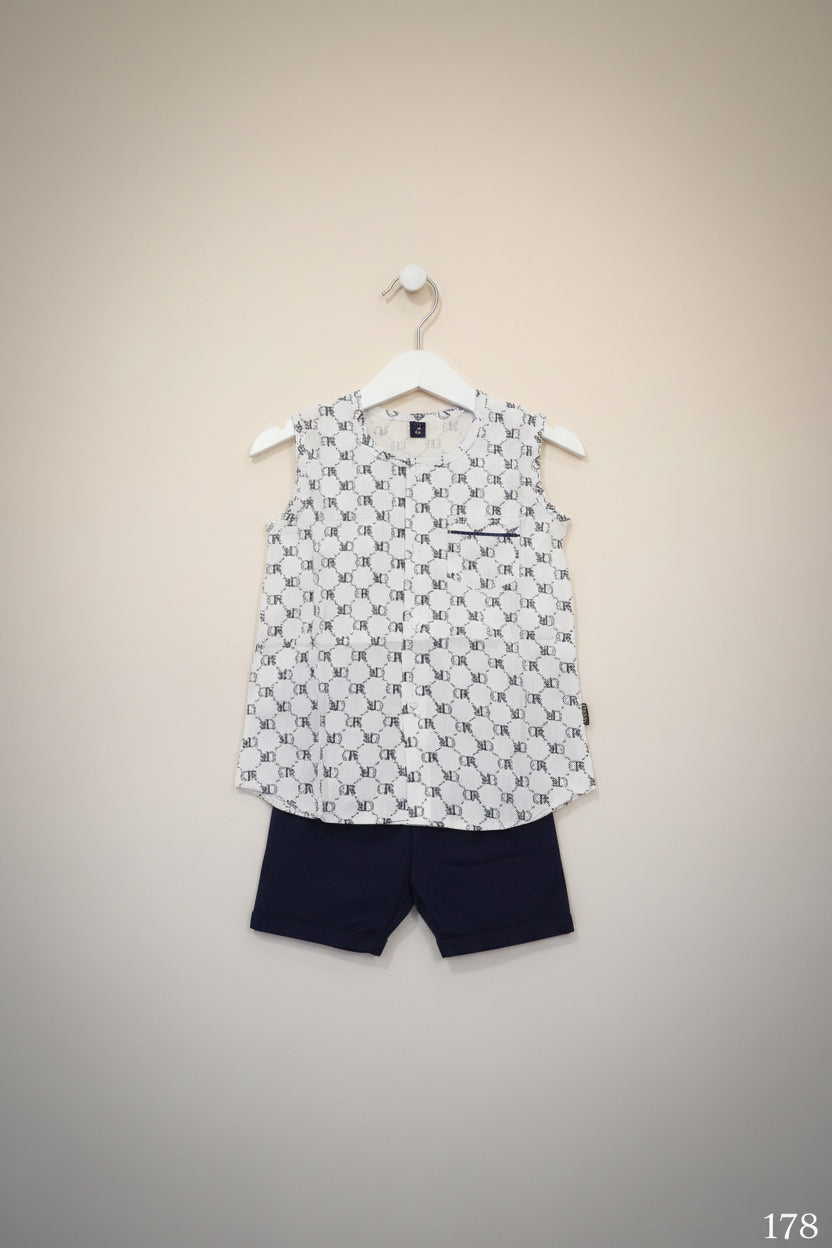 Girls Logo Print Sleeveless Top & Shorts Set 178