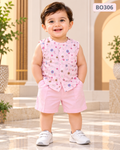 Premium Baby Boys Sleeveless Printed Shirt & Shorts Set-BO306