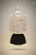 Kids Printed Sleeveless Shirt & Solid Shorts Set 94
