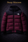 Mens Premium Hooded Puffer Jacket Deep Maroon