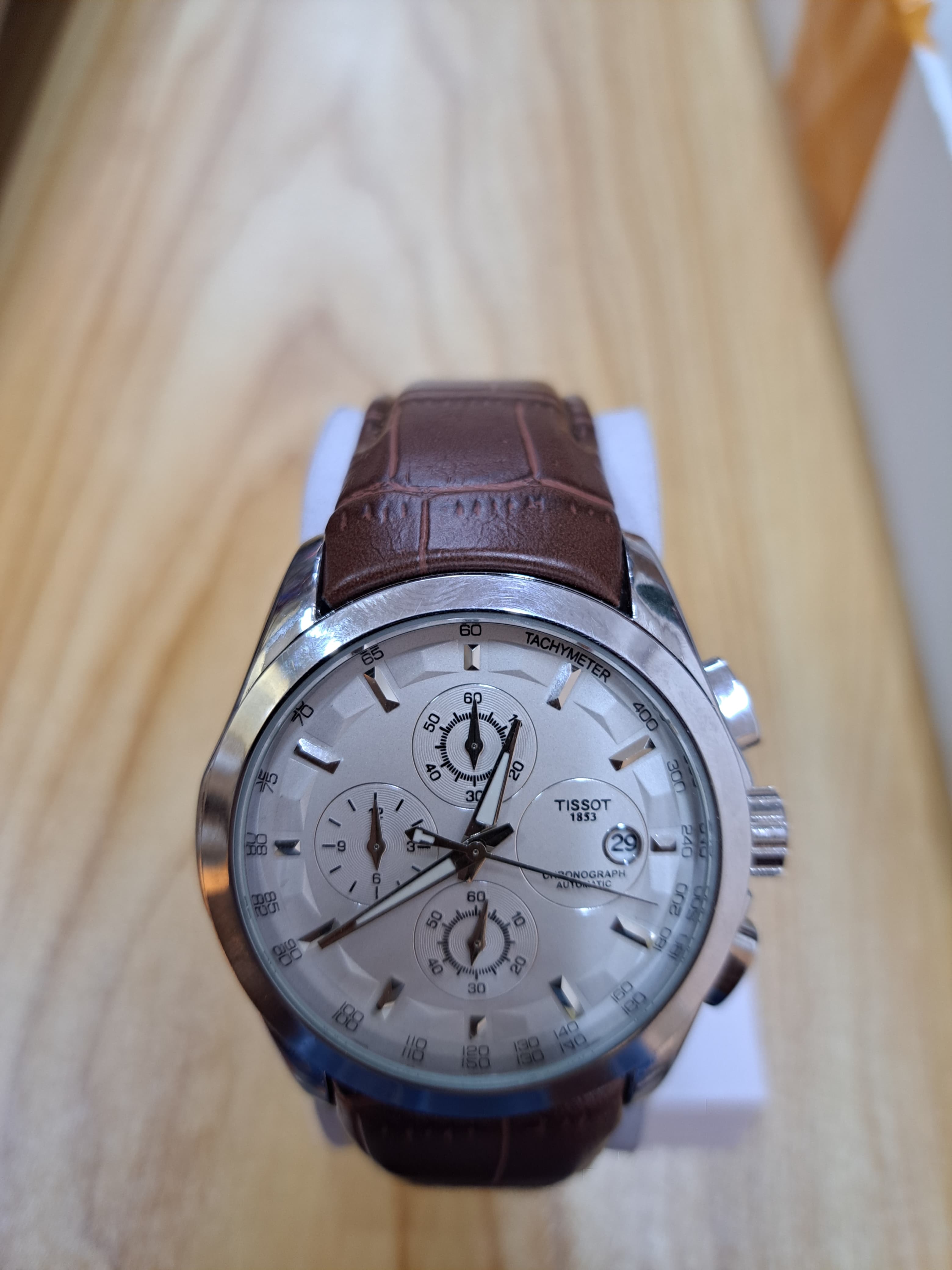 TW 105 Luxury Chronograph white Dial Leather Strap Watch