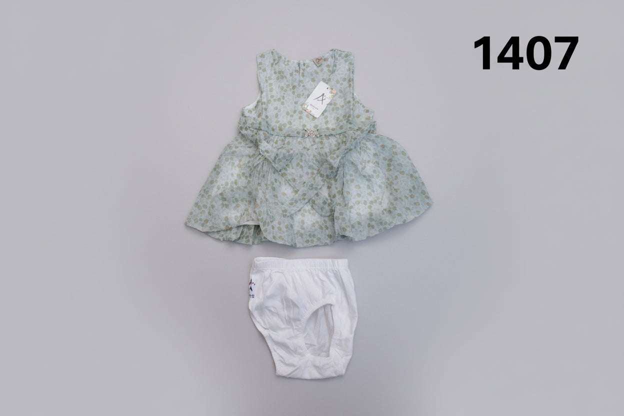 Baby Girls Floral Party Dress with Bloomers Set 1407