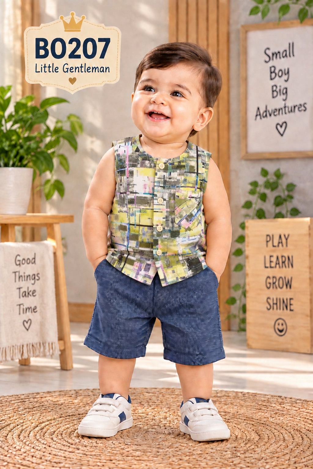 Premium Boys  Printed  Sleeveless & Shorts Set-BO207