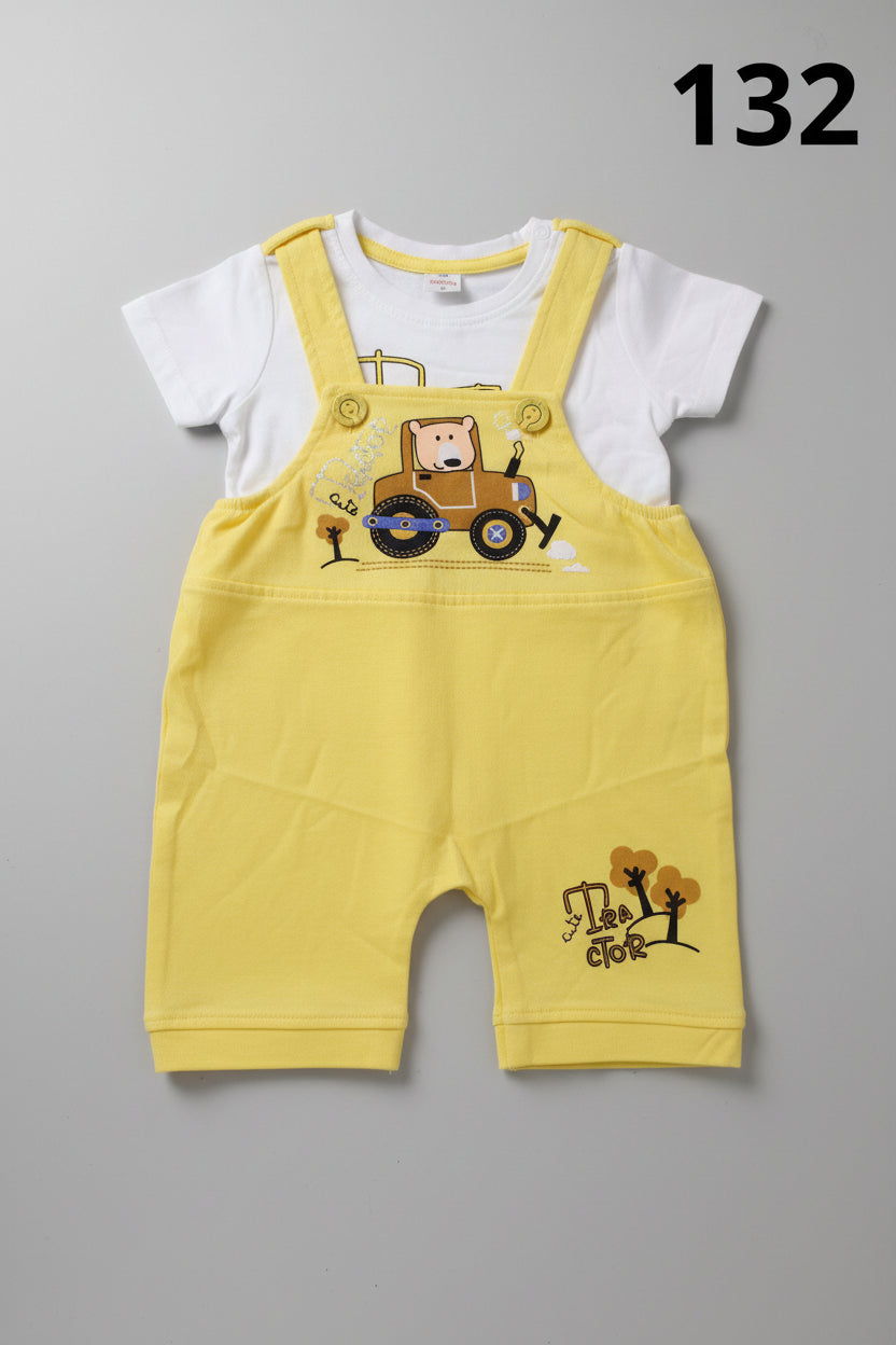 Kids Cute Tractor Dungaree Set with T-Shirt 132