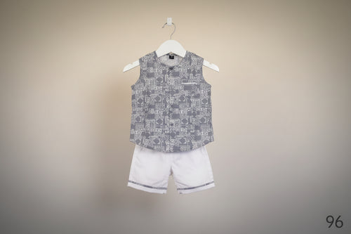 ALPANA Kids 2-Piece Summer Set - Sleeveless Printed Shirt & Shorts 96