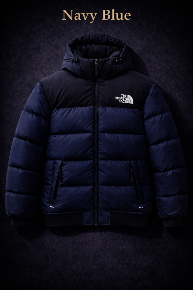 Premium Hooded Puffer Jacket Navy Blue