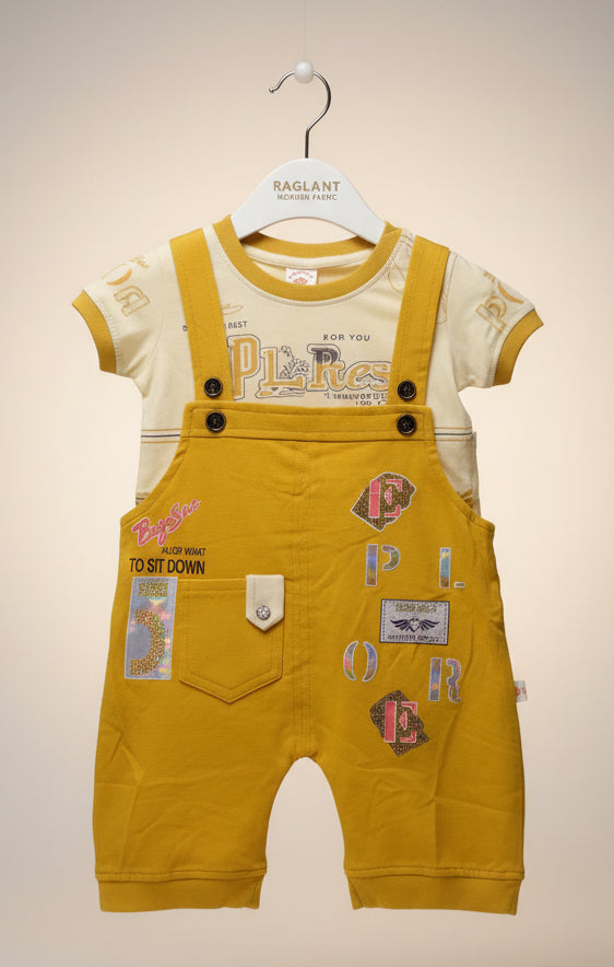 Kids Printed T-Shirt & Dungaree Set 127