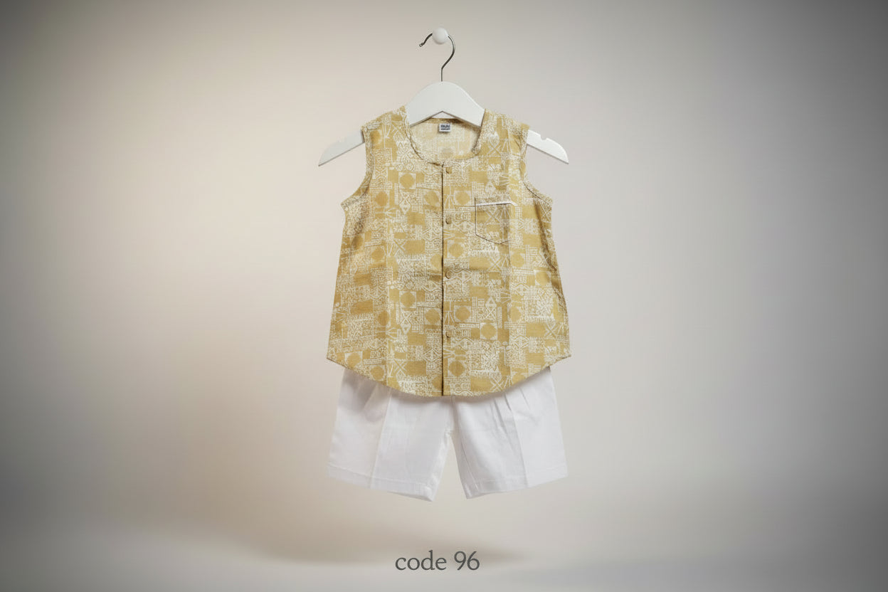 ALPANA Kids 2-Piece Summer Set - Sleeveless Printed Shirt & Shorts 96