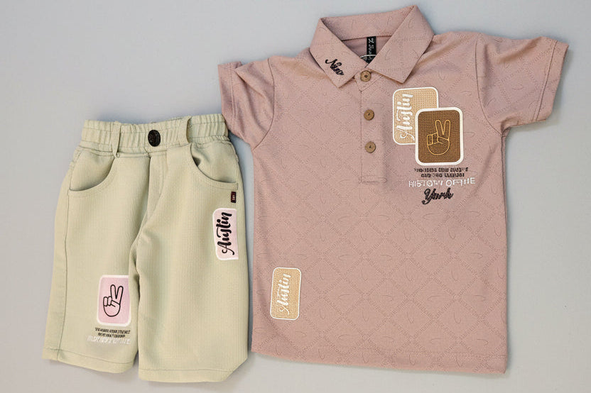 Boys Premium Polo T-Shirt & Shorts Set – Casual Summer Outfit 261