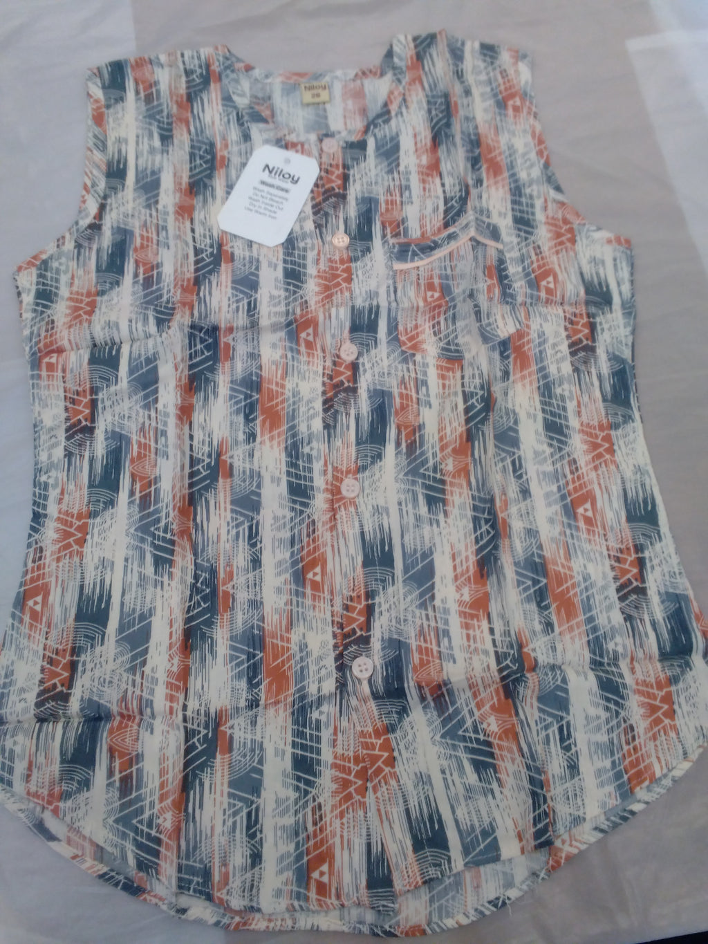 Boys Sleeveless Printed Button-Down Top 174