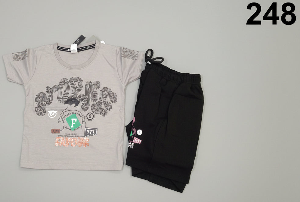Boys Graphic T-Shirt with Black Jogger Pant Set 248