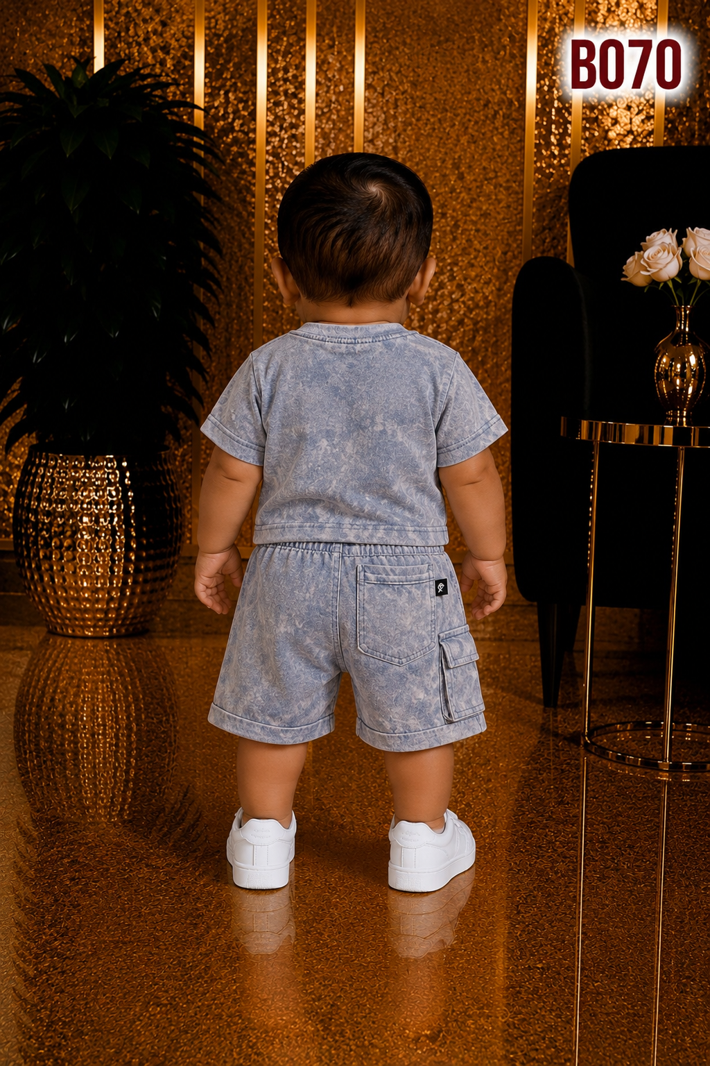 Boys Washed Cargo T-Shirt & Shorts Set-BO70