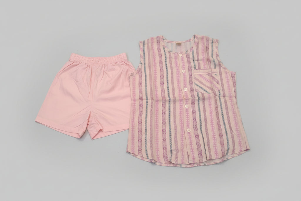 Baby Boys Sleeveless Kurta Pajama Set – Striped Design 178