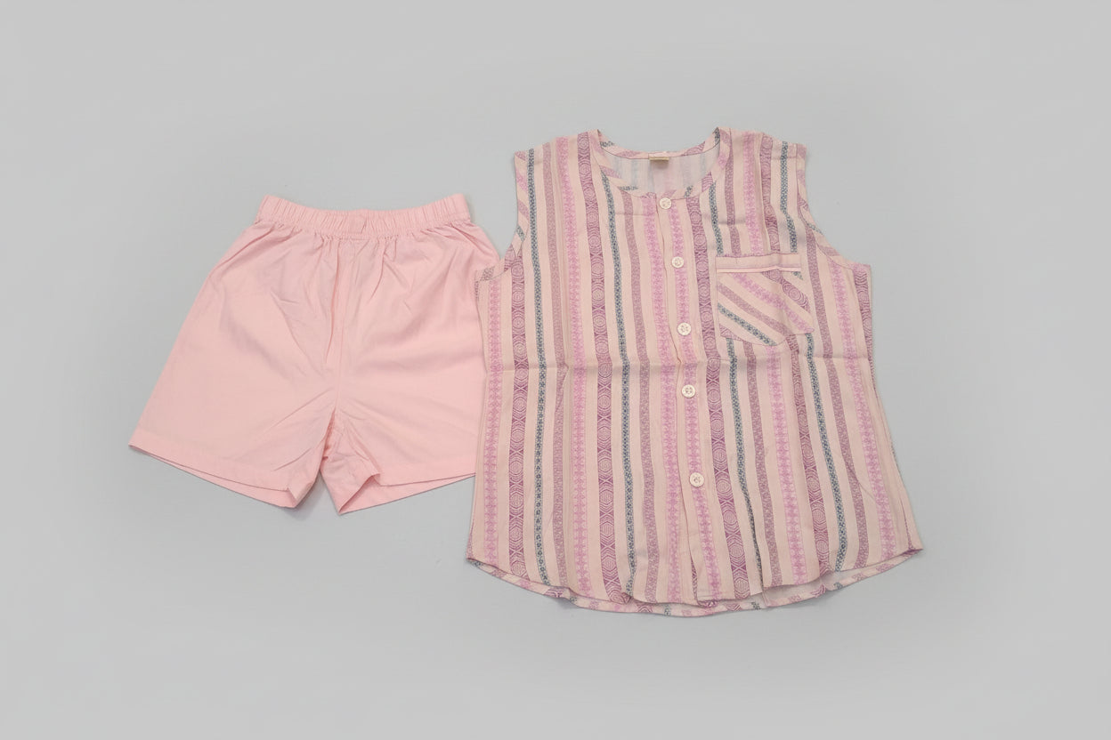 Baby Boys Sleeveless Kurta Pajama Set – Striped Design 178