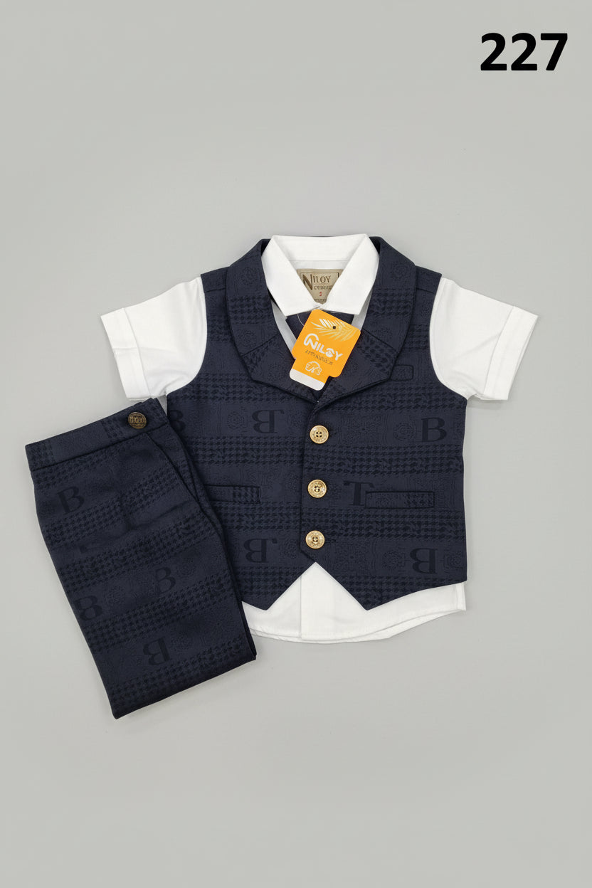 Kids Premium Waistcoat Shirt Pant Set with Tie 227