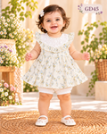 Baby Girls’ Floral Ruffle Frock with Bloomers Set – GD45