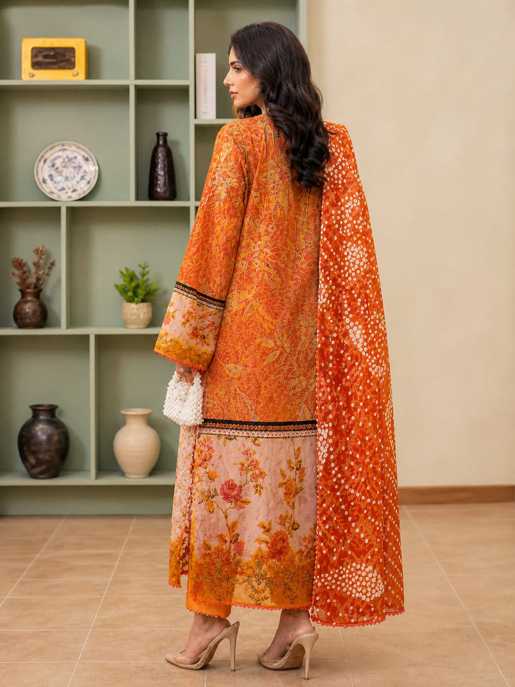 Luxury Digital Printed Lawn Three Piece Set-C254