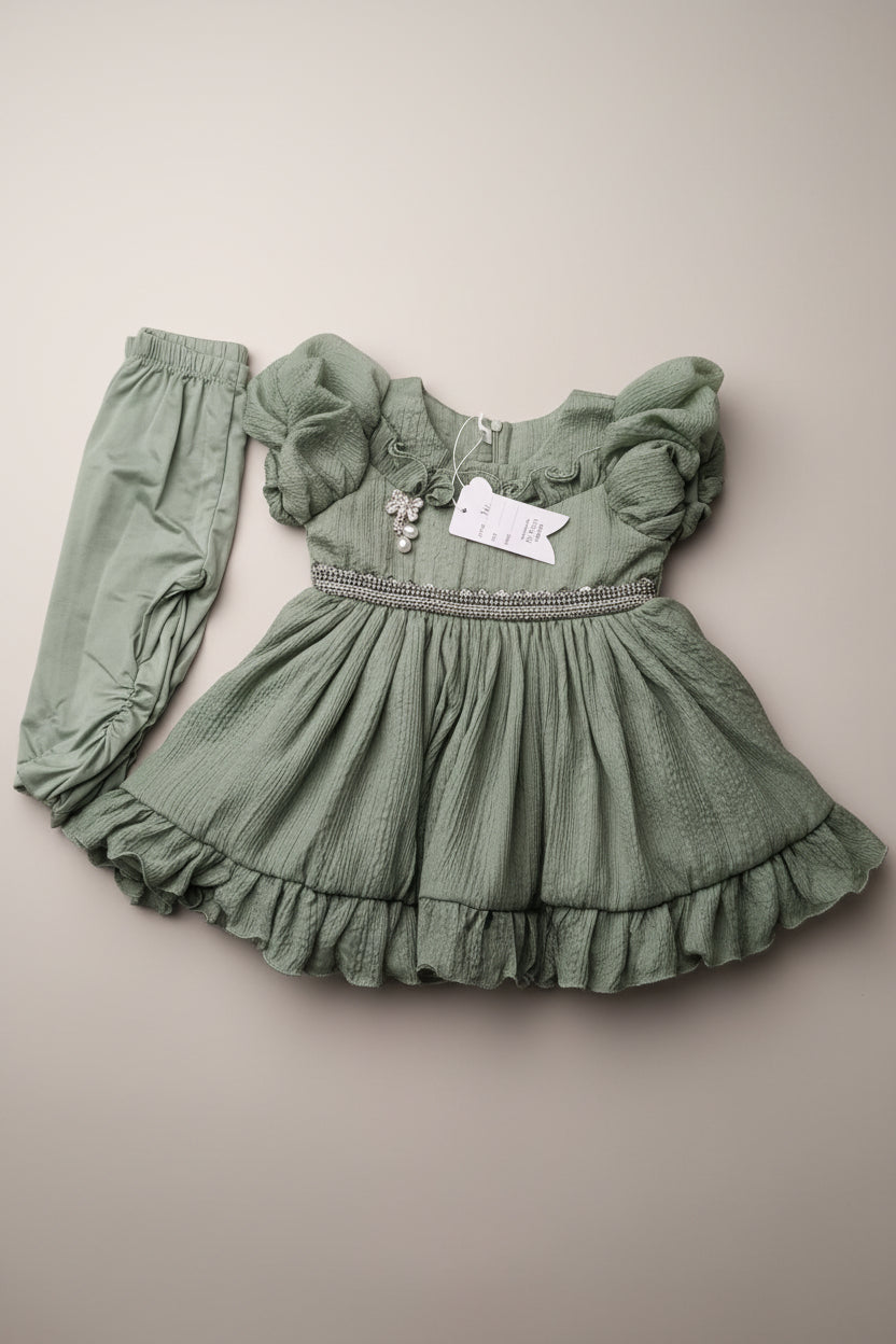 Baby Girls Elegant Textured Party Dress Set (Dress + Inner + Leggings)179.