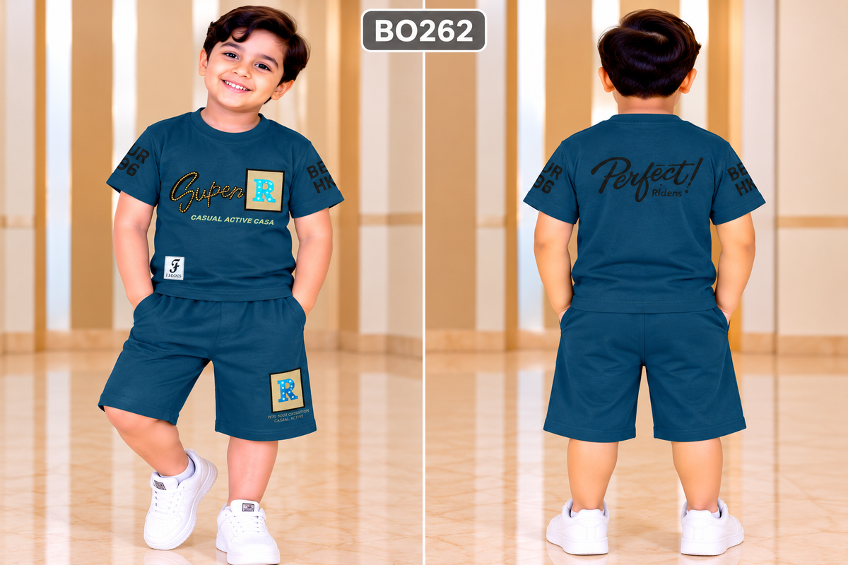 Boys Super R Printed T-Shirt & Shorts Co-Ord Set – BO262