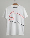 Mens Graphic White T-Shirt with Abstract Line Print