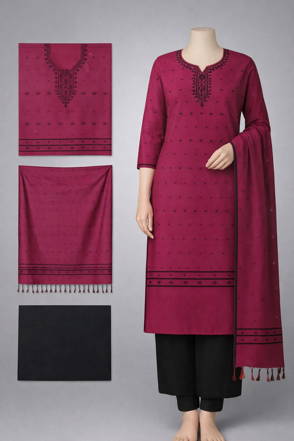 Half Silk Three Piece ST21