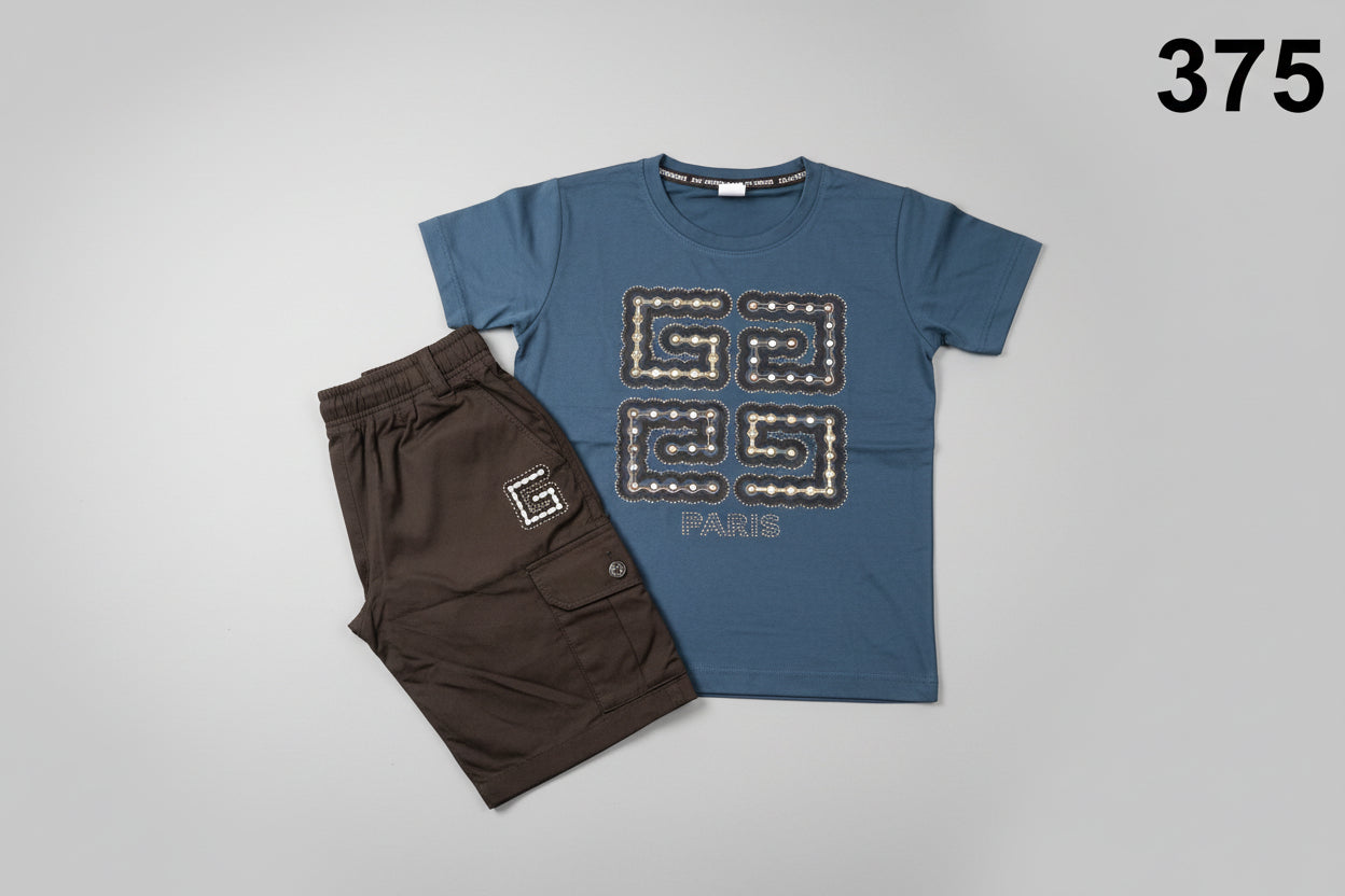 Kids Premium Printed T-Shirt & Shorts Co-Ord Set – Paris Edition 375