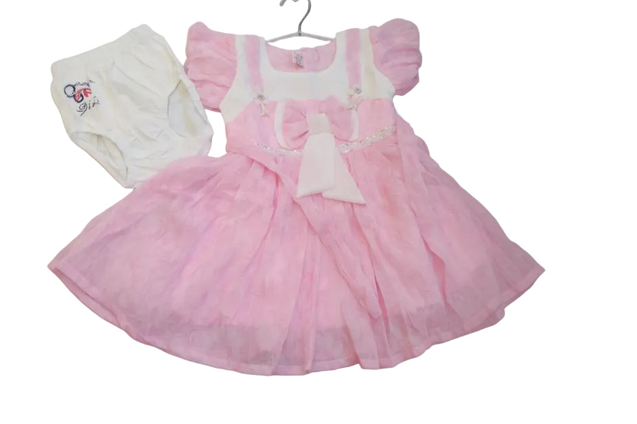 Baby Girls Elegant Party Dress Set with Inner – Soft Tulle & Bow Design 203