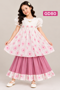 Premium Girls Floral Top & Sharara Set – GD80