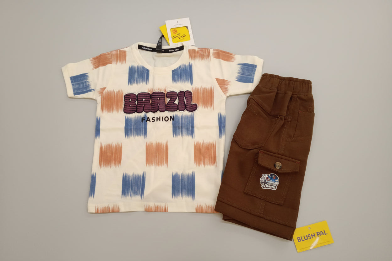 Boys Printed T-Shirt & Cargo Pant Set 374