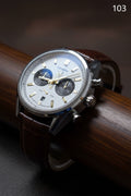 CS 103 Luxury Chronograph Black Dial Leather Strap Watch