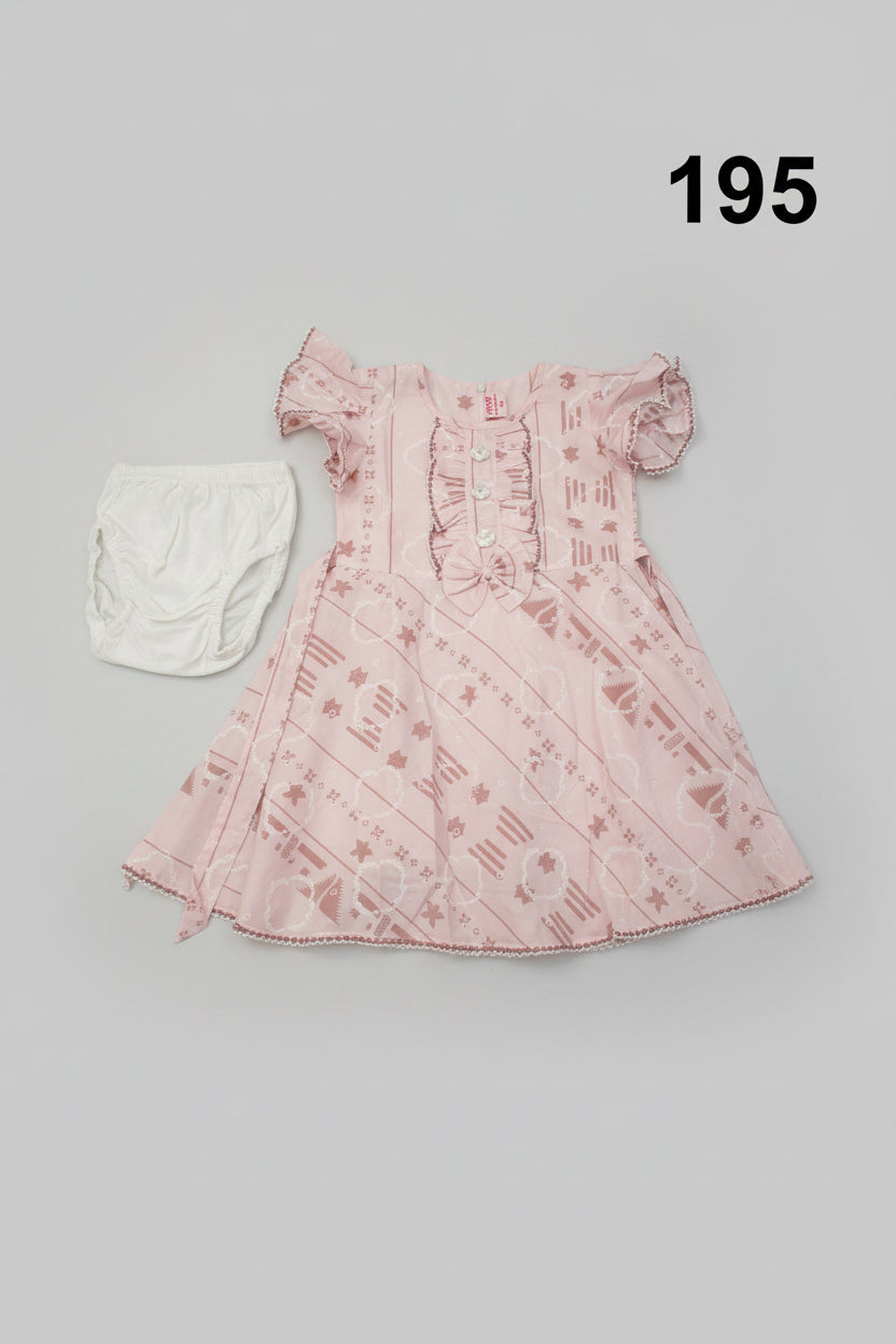 Baby Girls Printed Cotton Frock Dress Set with Inner Bloomer 195