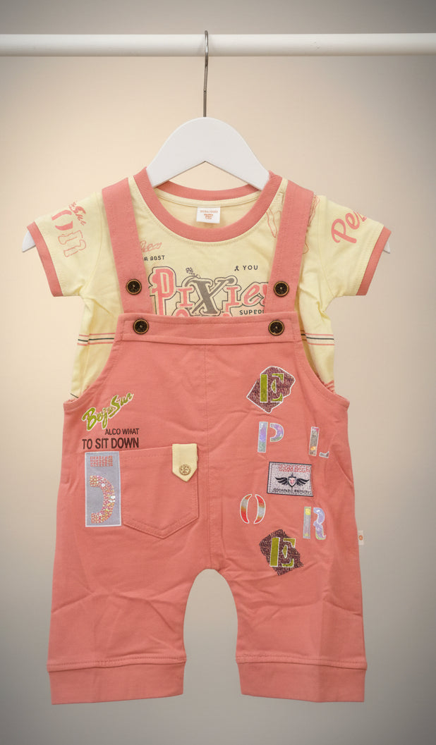 Kids Printed T-Shirt & Dungaree Set 127