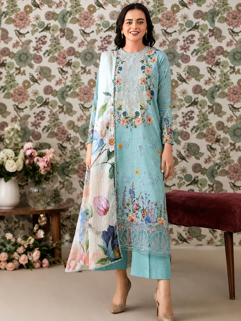 Premium Floral Unstitched Unready Three Piece-C361