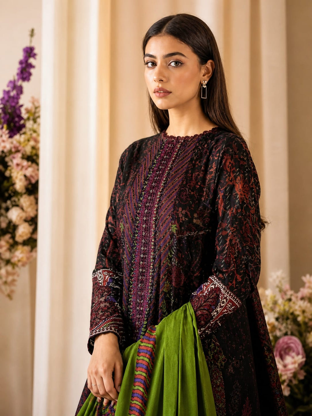 Luxury Digital Printed Lawn Three Piece Set-C244