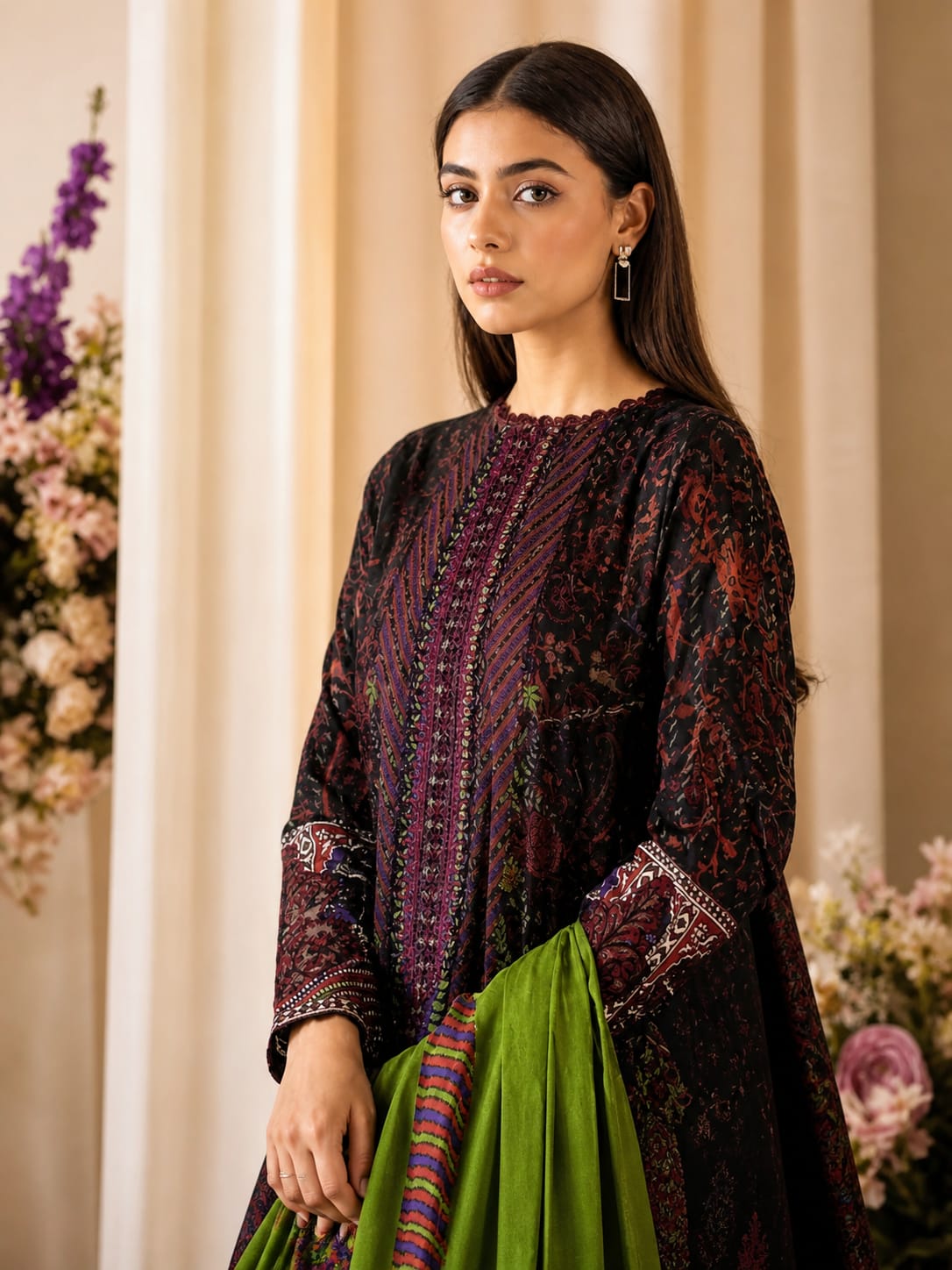 Luxury Digital Printed Lawn Three Piece Set-C244