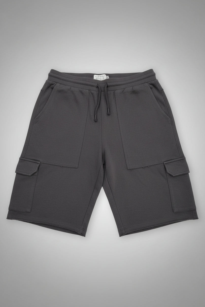 Men’s Charcoal Casual Knit Shorts with Drawstring