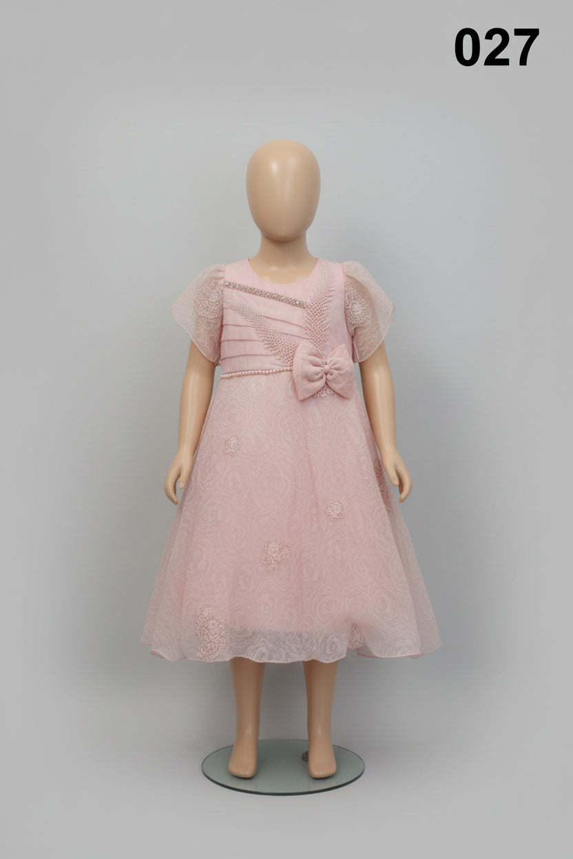 Girls Elegant Pearl Embroidered Party Dress 027
