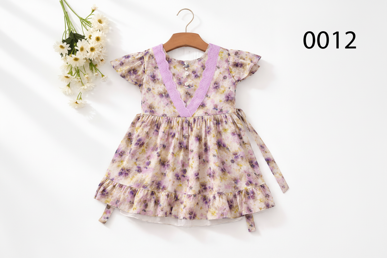 Girls Floral Printed Party Dress 0012