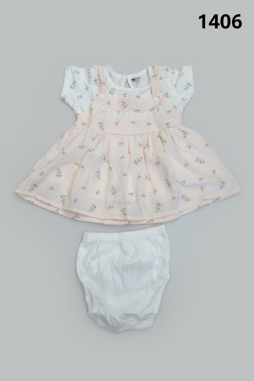 Premium Floral Baby Girl Dress Set with Bloomers 1406