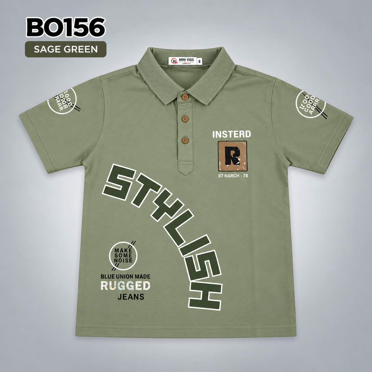 Boys Print Polo T-Shirt BO156