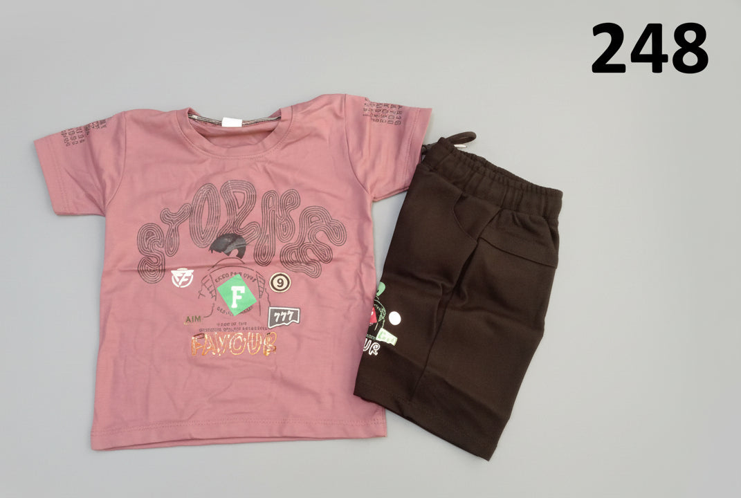 Boys Graphic T-Shirt with Black Jogger Pant Set 248
