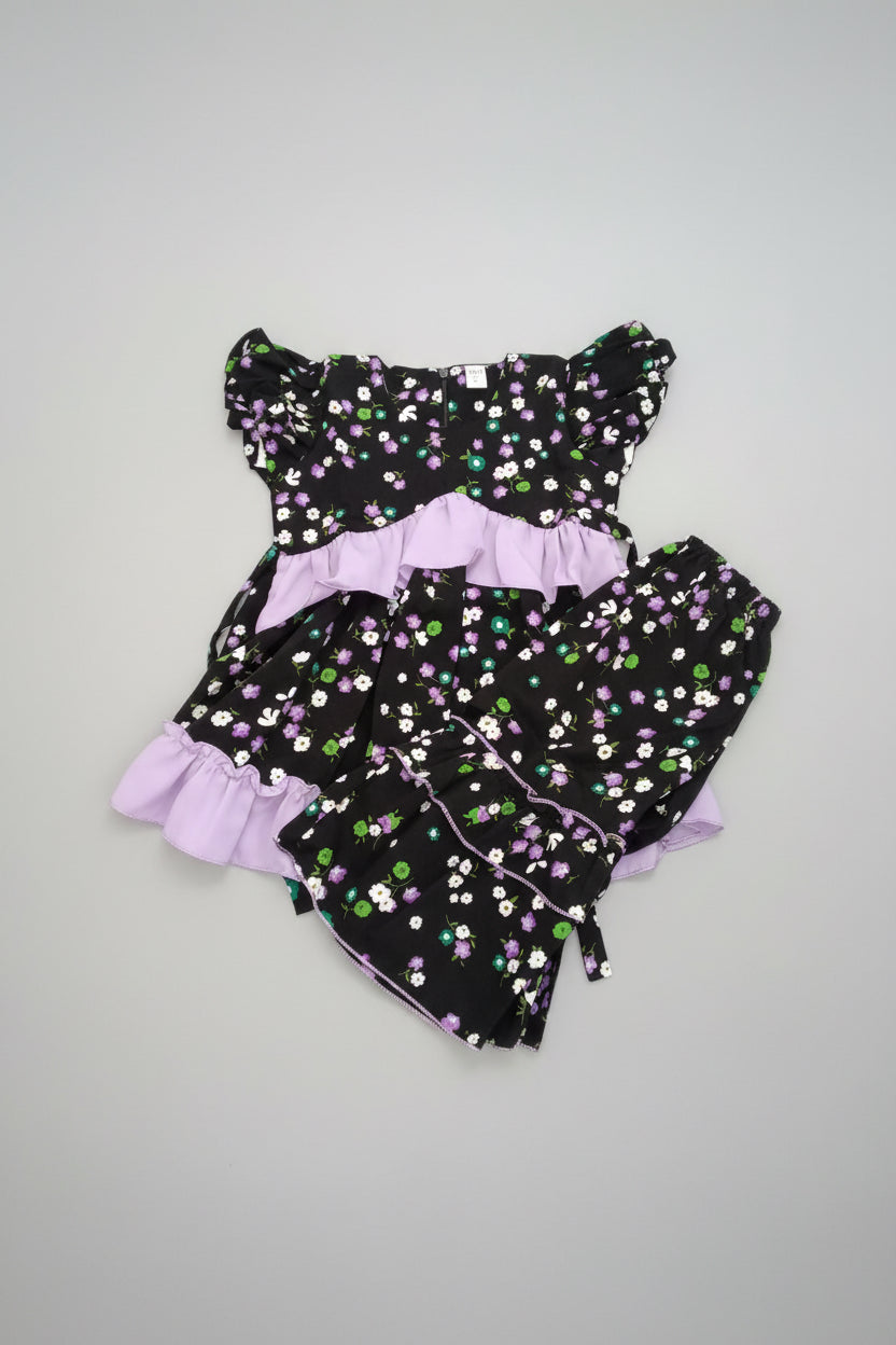 Girls Floral Printed Top & Pants Set with Ruffle Detail 70
