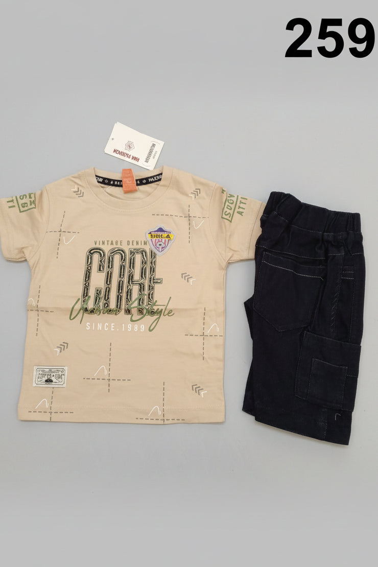 Boys T-Shirt with Denim Cargo Pant Set 259