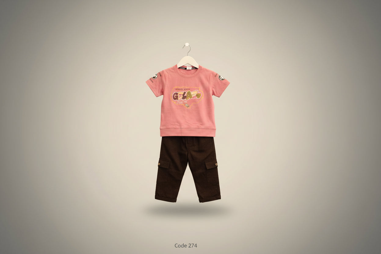 Kids Graphic T-Shirt & Cargo Pant Set – “GELATO” Print 274