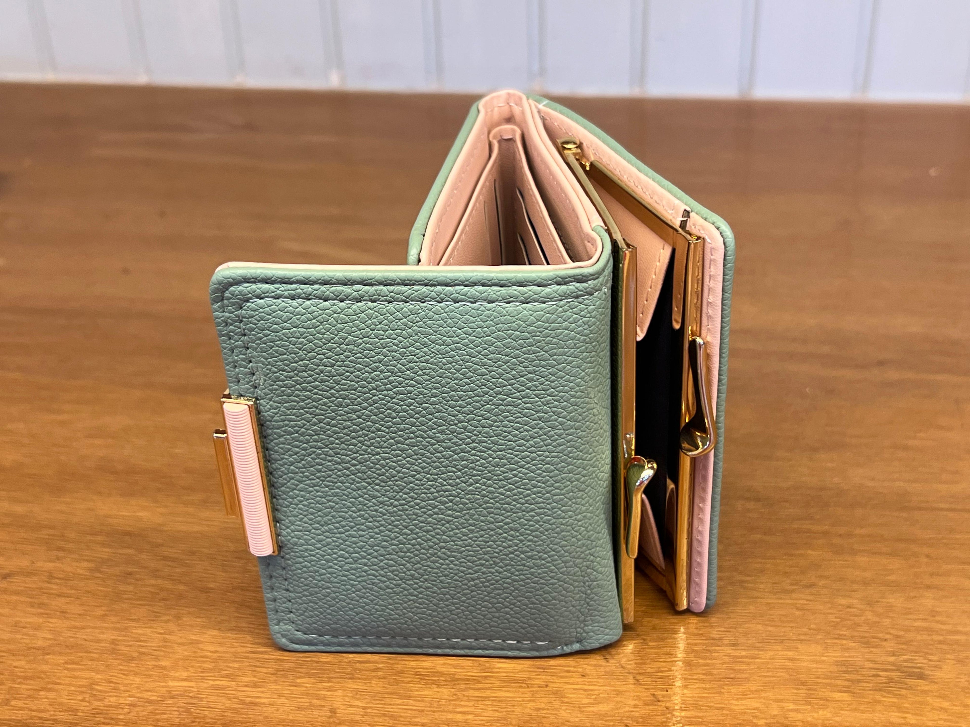 Mint Green Compact Trifold Wallet for Women