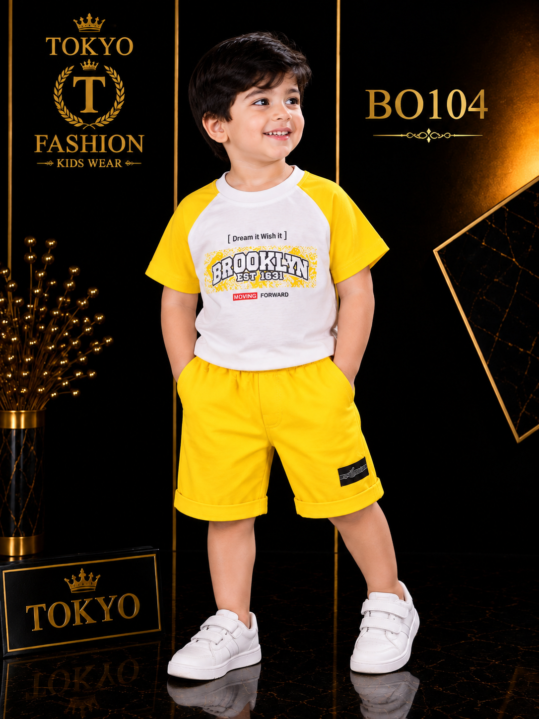 Boys’ Premium Brooklyn Graphic T-Shirt & Shorts Set – BO104
