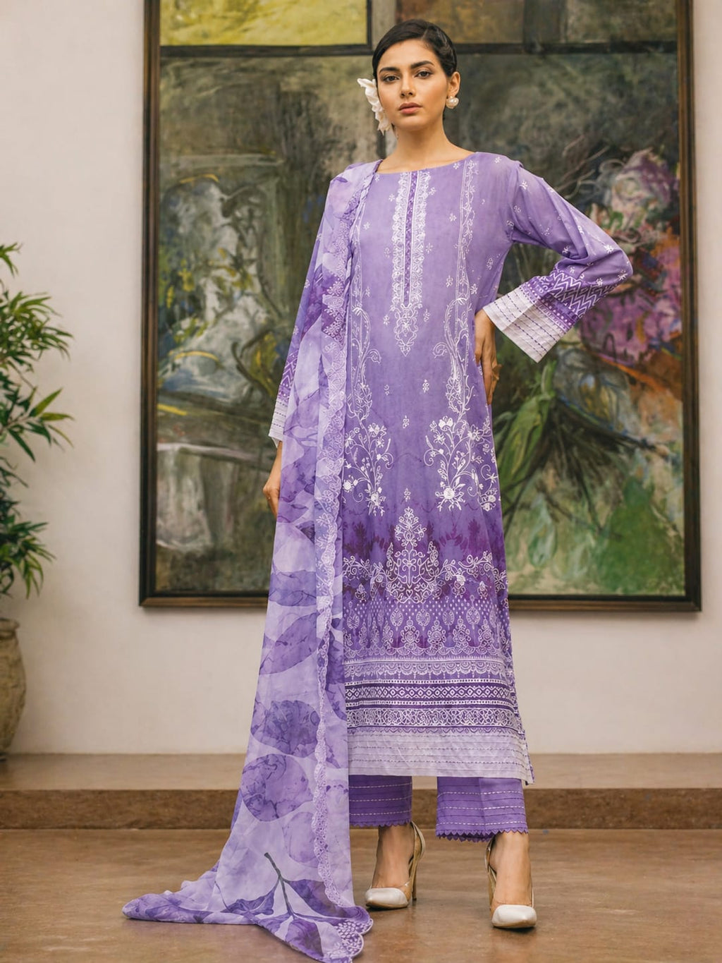 Luxury Digital Printed Lawn Three Piece Set-C252