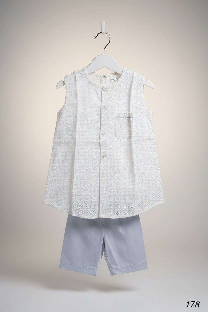 Boys Printed Sleeveless Cotton Panjabi Set 178
