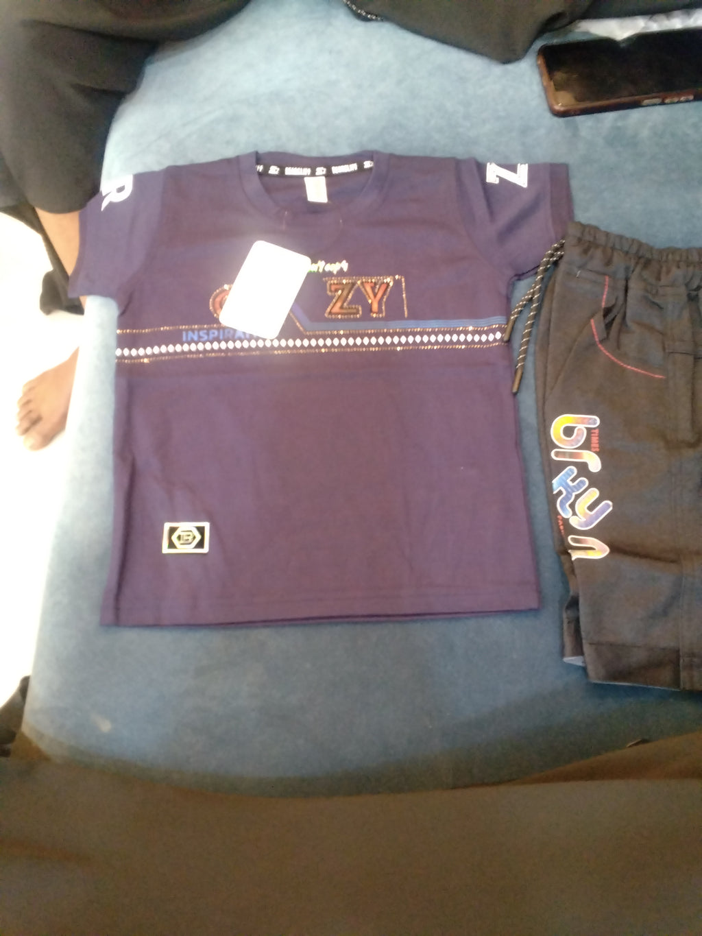 Boys Graphic T-Shirt & Shorts Set – Crazy Inspiration Print 367
